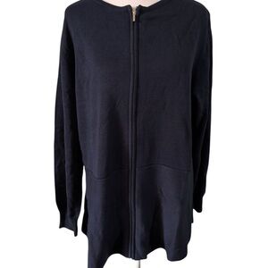 Susan Graver Navy Zip-Up Sweater